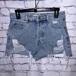 Adika Lightwash Distressed Cut Off Denim Jean Shorts Size Medium